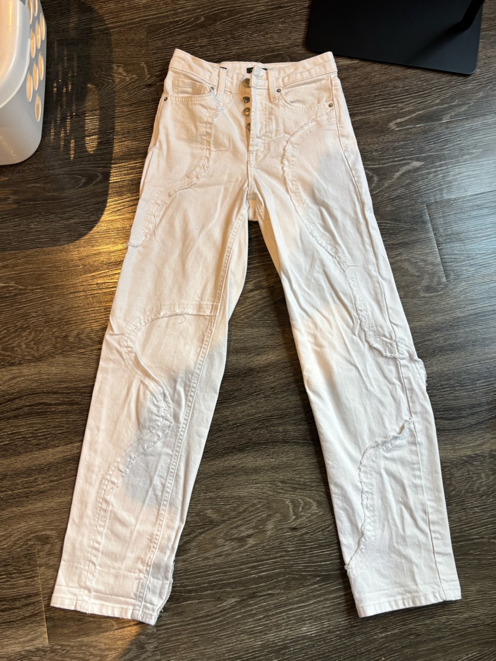 wild fable White Straight-Leg Button-Fly Jeans